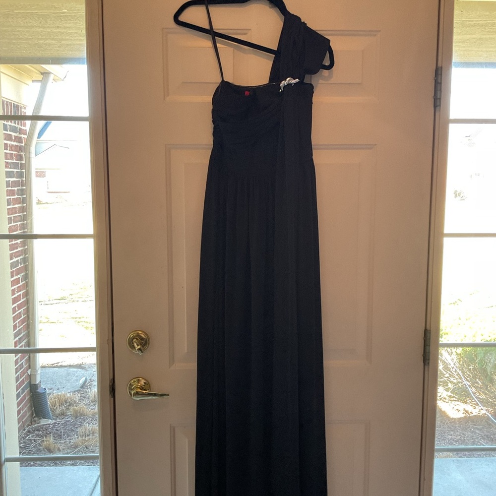 Halston Heritage Black One-Shoulder Evening Gown